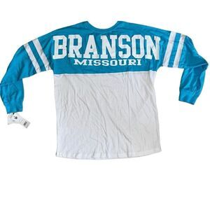 NWT Exist Original Classic 'Branson Missouri' Blue /White Long Sleeve Top Medium